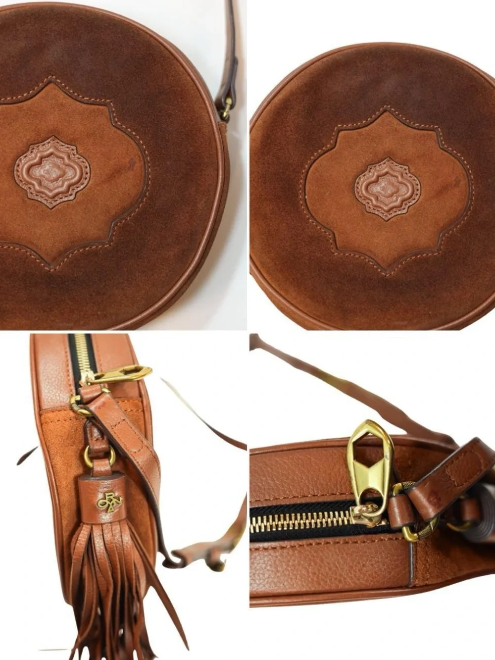 Oryany Kailee Suede Leather Canteen Crossbody Bag Brown Tassel Boho
